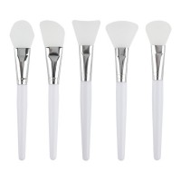 New Design Alloy Rims White Plastic Handle Silicone Different Shape Soft Silicone Face Mask Brush